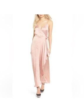 Band of Gypsies small Pink Sleeveless Wrap Maxi Dress Tie Belt (V989)